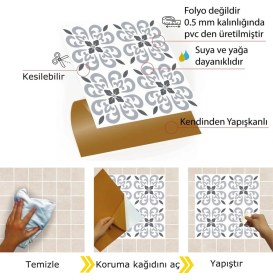 Resim Kendinden Yapışkanlı Geometrik 034 Desenli Pvc Karo 30X30 cm (33 Adet) 3m2 