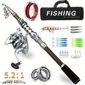 Resim 1.8-3m/5.9-9.8ft Karbon Fiber Olta Kamışı ve 13+1BB Makara Kombinasyonu, Teleskopik Olta Kamışı ve Makara, Balıkçılık Aksesuarları 