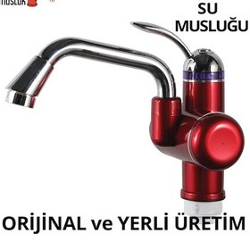 Resim Sıcak Musluk ASG-2K Elektrikli Ani Su Isıtıcı Termal Şofben Musluk Kırmızı 