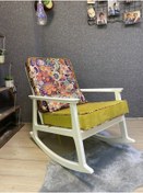 Resim Asedia İskandinav Lake Retro Minderli Puflu Sallanan Sandalye Dinlenme Koltuğu 