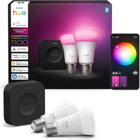 Resim Aesco 9W E27 Renkli Akıllı Ampul 2'li Pro Başlangıç Seti (Bridge Pro V3 Dahildir) 