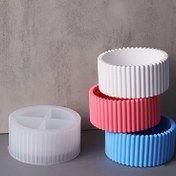 Resim Yuvarlak Çizgili Silikon Kalıp Mum Yapımı, Reçine Döküm & DIY El Sanatları - Çok Boyutlu El Yapımı Saklama Kutusu, Kalemlik, Vazo - Ev Dekoru & Takı Organizatörü (Beyaz, Pembe, Mavi), Mum Kalıpları Silikon, Kabartmalı Dokuma, Hassas İşçilik, El Sanatları Tutkunları 