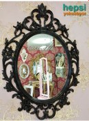 Resim Vintage Taç Model Siyah Renk Dekoratif Ayna Siyah 