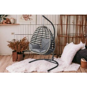 Resim Tu Tienda Rattan Tek Kişilik Bahçe Balkon Ev Salıncağı,antrasit Gri 