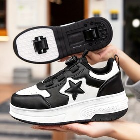 Resim Çocuk Moda Paten Kaykay Ayakkabıları, Çift Tekerlekli, Küçültebilir Düşük Toplu Spor Ayakkabılar, Döner Toka Kapanışı, Düz Renk, Tüm Mevsimler Spor ve Rahat Stil, Üst, Kumaş İç, TPR Taban, Yuvarlak Burun, Erkek ve Kız Çocukları İçin 14 ve Altı - Bahar / Yaz / Sonbahar Koleksiyonu 