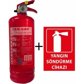 Resim 2kg Yangın Tüpü ve Yangın Tüpü Levhası 2li Set 