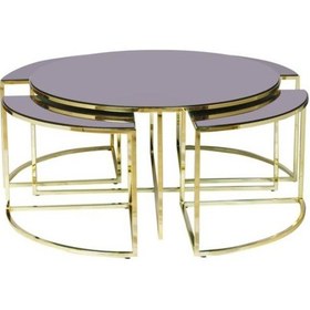 Resim Brc Yonca Zigon-Orta Sehpa 1090 Düz Siyah Temper Cam Metal Transm 