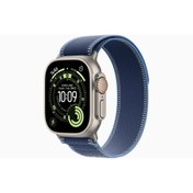 Resim Apple Watch Ultra 3 GPS + Cellular, 49 mm Natürel Titanyum Kasa ve Mavi/Parlak Mavi Trail Loop - S/M 