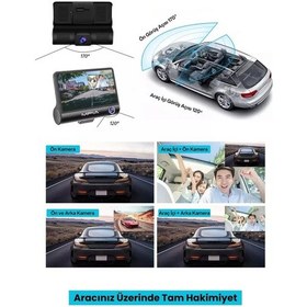 Resim 4.0 Tft Ekran 3 Lensli Araç Kamerası Geri & Gece Görüş 150 Geniş Açı Türkçe Menü 