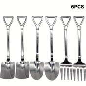 Resim 6/12 adet 15.49 cm Tatlı Mini Spatula Kaşık ve Çatal Seti İçerir 2/4 Spatula Kaşık, 2/4 Sivri Kaşık ve 2/4 Paslanmaz Çelik Çatal, Spatula Karıştırma Kaşığı Espresso Kaşığı Kek Kaşığı Tatlı Kaşığı Spatula Aile Toplantısı Restoran Kafe için Gümüş 