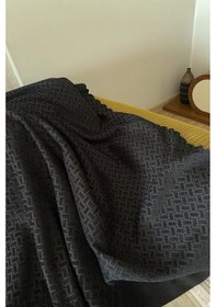 Resim Sofline Kadife Şönil Koltuk Örtüsü, Kaymaz Kanepe Örtüsü, Koltuk Şalı 180 X 220cm Siyah 