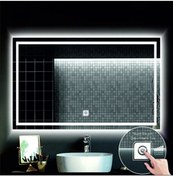 Resim Toprak dekor 80*60 R5 Beyaz Ledli Dokunmatik(DİMMER ÖZELLİKLİ) Kumlamalı Ledli Ayna Banyo Aynası 