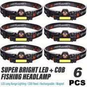 Resim 6 adet LED Taşınabilir Kafa Lambaları, USB Şarj Edilebilir COB Kafa Lambaları, Ultra Hafif, Manyetik El Feneri ile Ayarlanabilir Kafa Lambası, Açık Kamp, Koşu, Balıkçılık ve Acil Durumlar için Uygun 