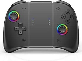 Resim Switch Controller for Nintendo Switch/OLED, Wireless Switch Pro Controller Replacement for Joycon, Handheld Switch Grip Remote with 8 RGB Colors, Adjustable TURBO, Dual Motor Vibration, Back Button 