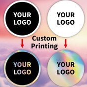 Resim 50 adet 100 adet 2.54cm/3.81cm/5.08cm/6.35cm/7.62cm Özel Iridyum Holografik Etiketler İş Logosu için. Küçük İşletmeler için Kişiselleştirilmiş Gökkuşağı Holografik Etiket. 