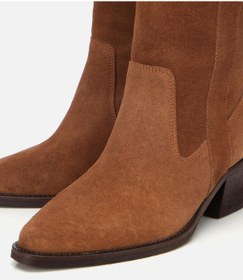 Resim Hotiç Kadın Süet Deri Taba Western Kovboy Topuklu Bot 01boh313150a340 01boh313150a340 Taba 