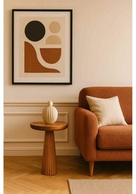 Resim Modern Tekli Yan Sehpa Masif Ahşap Mantar Sehpa - Tik Ağacı Renk Tik Ağacı 