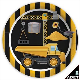 Resim İnşaat Partisi Karton Tabak - 23cm x 8 Adet 