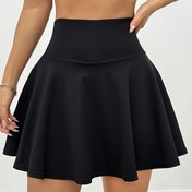 Resim Kadınlar İçin Yüksek Bel Esnek Paça Etek - Siyah Koşu ve Günlük Kullanım için İlkbahar/Yazlık, Makinede Yıkanabilir & Nefes Alabilen Cep Detaylı Streetwear Kıyafet Temeli, Deri Dostu Kumaş 