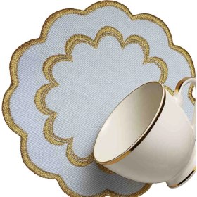 Resim Zeynoçeyiz 6'lı Keten Kumaş Kokteyl Peçetesi & Kahve Yanı Sunumluk 