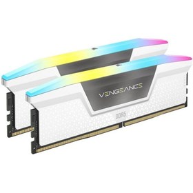 Resim CORSAIR Vengeance RGB DDR5 RAM 32GB (2x16GB) 6400MHz CL36-48-48-104 1.35V AMD Expo Intel XMP 3.0 Masaüstü Bilgisayar Belleği - Beyaz (CMH32GX5M2B6400Z36W) 