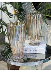 Resim Elta Collection 28 Cm Gold Cam Dekoratif Vazo Modern, Şık, Lüks Çiçek Ve Salon Vazosu Gold 