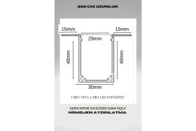 Resim Gömme Derin LED Kanalı 250 Cm. /homojen Işık/ Sıva Altı LED Kanalı Beyaz - Ankastre LED Kanalı 