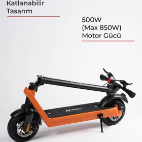 Resim X9 Elektrikli Scooter - Çıkartılabilir Bataryalı 850w Katlanabilir Scooter Turuncu 