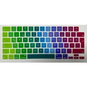 Resim Arabulalaca MacBook Uyumlu Air 15 A2941 Türkçe Klavye Koruyucu Gökkuşağı 