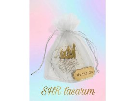 Resim SHR Tasarım 100 Adet Isme Özel Magnet Isme Özel Tül Kese Içerisinde Yenidoğan Hac Umre Mevlüt Hediyelik 