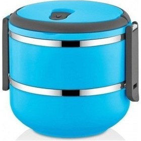 Resim Penguen 6001 Antrasit Mavi Paslanmaz Yemek Termosu 2 Katlı Mavi 