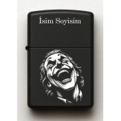 Resim Joker Desenli Kişiye Özel Isimli Siyah Benzinli Metal Çakmak 2 