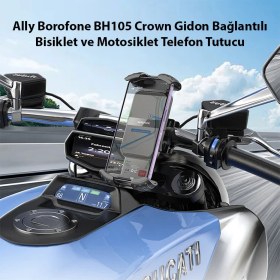Resim Ally Borofone BH105 Crown Gidon Bağlantılı Bisiklet ve Motosiklet Telefon Tutucu 