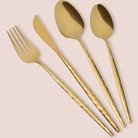 Resim The Mia Shiny Çatal Kaşık Bıçak Takımı Gold 24 Parça Ckb0266 