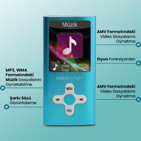 Resim Goldsmart Mp3-224 Mavi 4gb Ses Kayıt Özellikli Digital Mp3 Player 