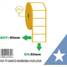 Resim Termal Etiket 40X60 - Barkod Etiketi 5 Rulo 5000 Etiket 