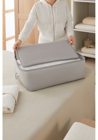 Resim Ocean Home Textile 2'li Büyük Boy Gri Balıksırtı Baza Altı Hurç Set 62 X 46 X 22 Cm Gri 