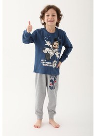 Resim Mickey Mouse D4821-3 Çocuk Koyu Indigo Pijama 