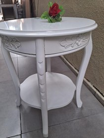 Resim Bengi Ticaret Fiskos 18023 ST Oyma Klasik Parlak Mdf Tablama Kayın Ayak Parlak Beyaz El Yapım 