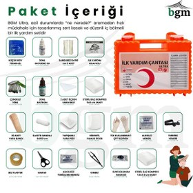 Resim Ultra İlk Yardım Çantası Acil Müdahale Kiti Temel Malzemeler Sert Kasa Duvara Monte Aparatlı 