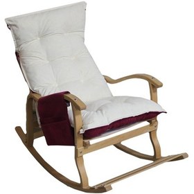 Resim Mobildeco Erciyes Bordo/Krem Çift Renkli Cepli Sallanan Sandalye Ceviz 