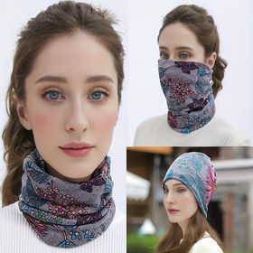 Resim Etik Tarz Sonbahar ve Kış Çift Katlı Bükümlü Atkı Şapka - Hem Eşarp hem de Şapka Olarak Kullanılabilir Çok Fonksiyonlu Boyun Isıtıcı 