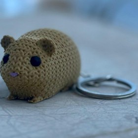 Resim mmb Örgü Desenli Hamster Anahtarlık – Sert Plastik, Çanta Süsü & Charm, Hayvan Figürlü Aksesuar 