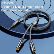 Resim 3,5 mm Ses Kablosu Ayırıcı, Stereo Y Ayırıcı Aux Uzatma Kablosu, Naylon Örgülü Çift 3,5 mm Dişi Jak Adaptörü Akıllı Telefon, Dizüstü Bilgisayar, Tablet ile Uyumlu - Pilsiz Yuvarlak Kompozit 4 Pinli ATX 