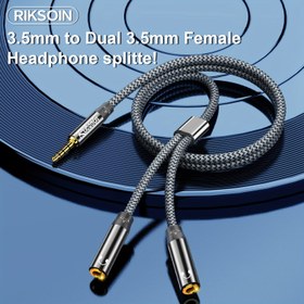 Resim 3,5 mm Ses Kablosu Ayırıcı, Stereo Y Ayırıcı Aux Uzatma Kablosu, Naylon Örgülü Çift 3,5 mm Dişi Jak Adaptörü Akıllı Telefon, Dizüstü Bilgisayar, Tablet ile Uyumlu - Pilsiz Yuvarlak Kompozit 4 Pinli ATX 