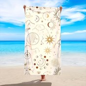 Resim 1 Adet Ekstra Büyük & Büyük Hızlı Kuruyan Kum Dirençli Bohem Plaj Havlusu - Güneş Ay Yıldız Desenli Kıyı Temalı, Yazlık Mikrofiber, Yüzme Kamp Yoga Havuzu İçin Çoklu Boyut Seçenekleri, Plaj Örtüsü, Piknik Matı, Yumuşak Dokulu, Gökyüzü Motifli 