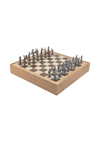Resim Gifthome Orta Boy Metal Yunan Mitolojisi Satranç Tk. Antik Ve Rustik Desenli Sandıklı Mdf Tahtası 36x36 Cm. 