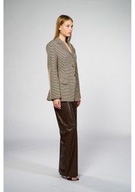 Resim Thalure Kadın Krem Bele Oturan Pötikare Blazer krem 