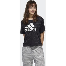 Resim Adidas Essentials Allover Print Kadın Siyah Tişört GE1137 