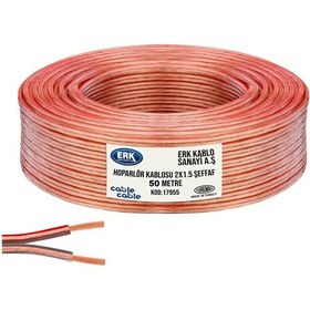 Resim 50 Metre Hoparlör Elektrik Ve Ses Kablosu 2X1.5Mm Kırmızı Çizgil 